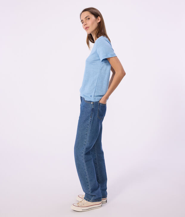 Women's plain short-sleeved linen T-shirt FLO