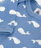Babies' long-sleeved cotton body BEACH blue/MARSHMALLOW