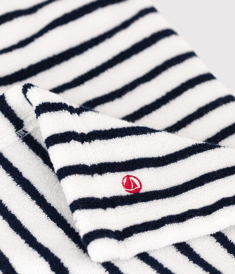 Babies' Striped Terry Bath Cape white/blue