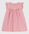 Babies' sleeveless plain cotton dress with embroidered details on the collar CHARME pink