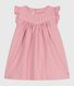 Babies' sleeveless plain cotton dress with embroidered details on the collar