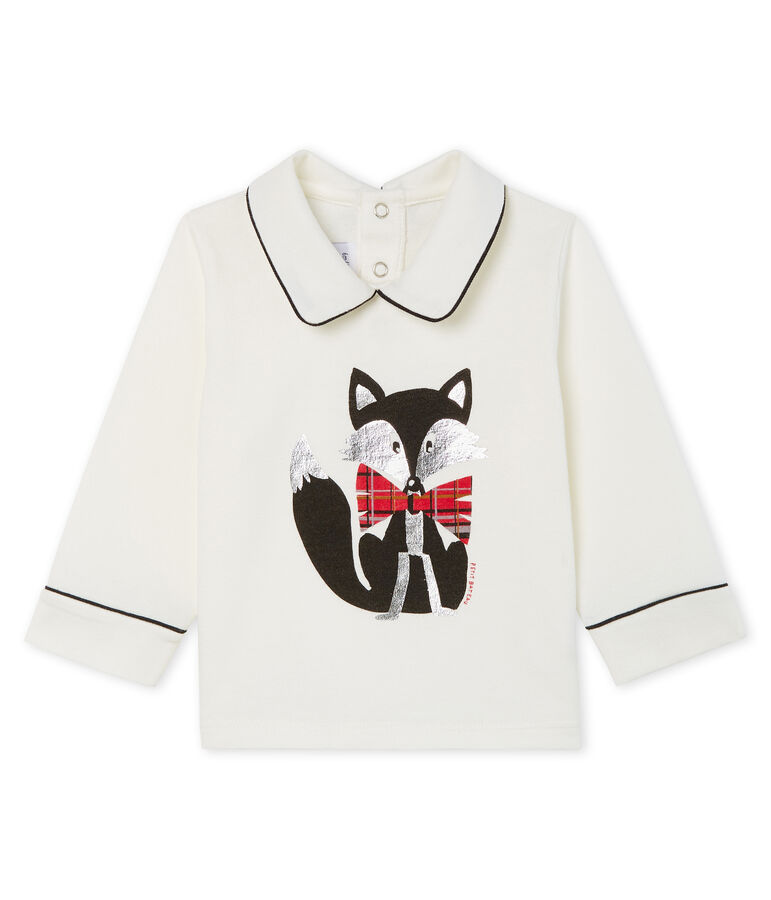 Baby Boys' Long-Sleeved T-Shirt with Collar white