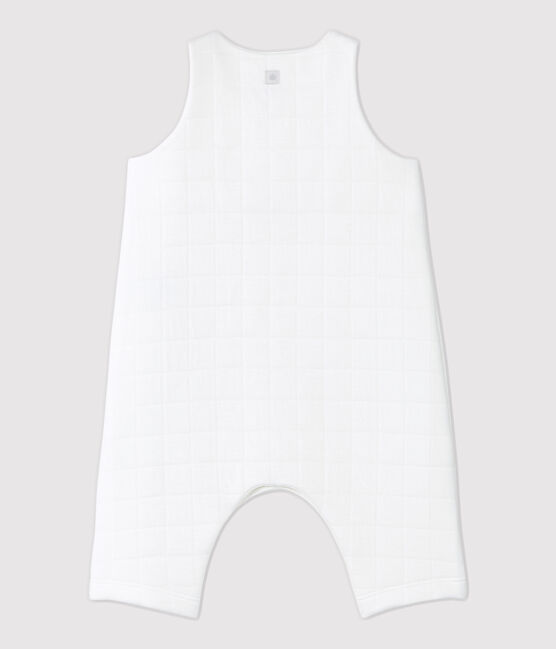 Babies' Quilted Organic Cotton Quilted Dungarees MARSHMALLOW white