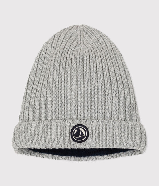 Babies' Knit Hat with Fleece Lining CHATON CHINE grey
