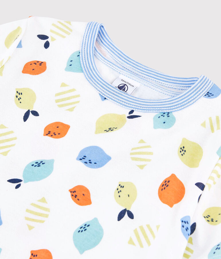 Boys' Lemon Print Organic Cotton Pyjamas MARSHMALLOW white/MULTICO white