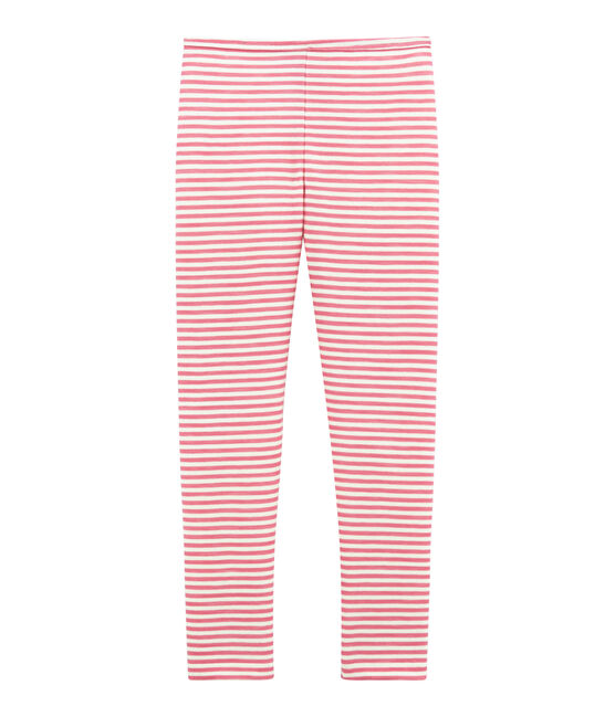 Little girl's wool and cotton leggings CHEEK pink/MARSHMALLOW white