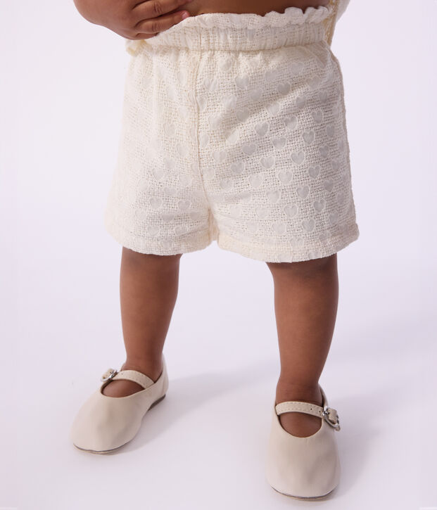 Babies' 2-piece outfit in broderie anglaise, hearts design white