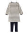 Chemise de nuit fille à bouclette velours COQUILLE beige/SMOKING blue
