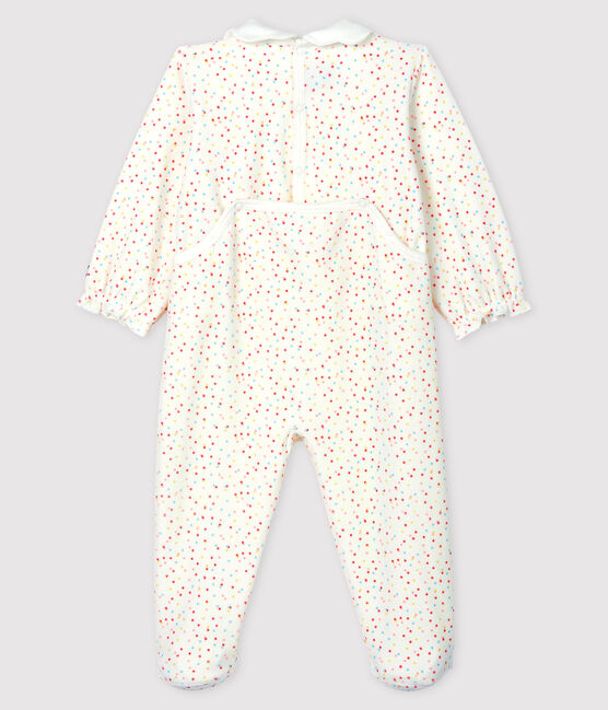 Baby Girls' Colourful Spotted Velour Sleepsuit MARSHMALLOW white/MULTICO white