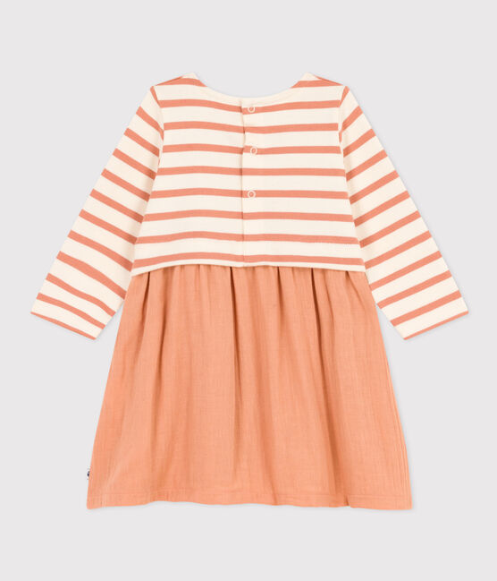 Babies' Long-Sleeved Dual Material Dress SIENNA /AVALANCHE