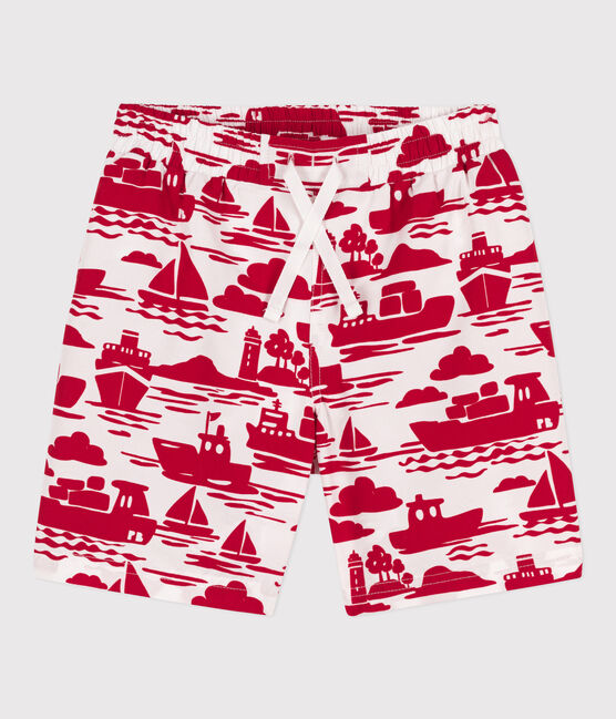 Boys' Printed Recycled Swimming Shorts AVALANCHE red/ROUGE