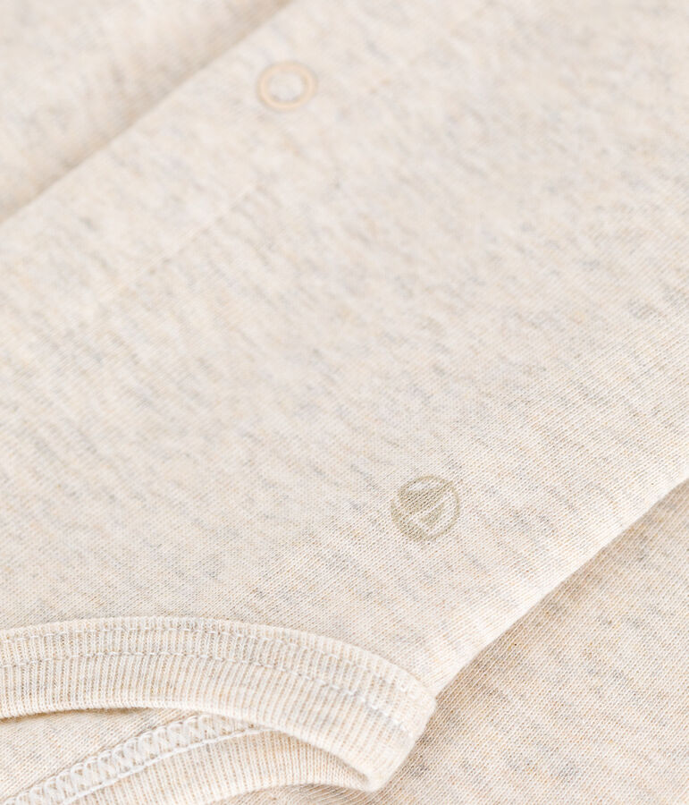 Babies' Long-Sleeved Cotton Bodysuit With Collar beige