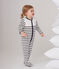 Babies' Unisex Velour Sleepsuit MARSHMALLOW white/SMOKING blue