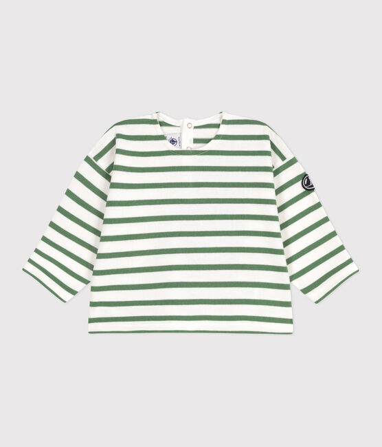 Baby sailor top in thick cotton MARSHMALLOW green/PALMERAIE