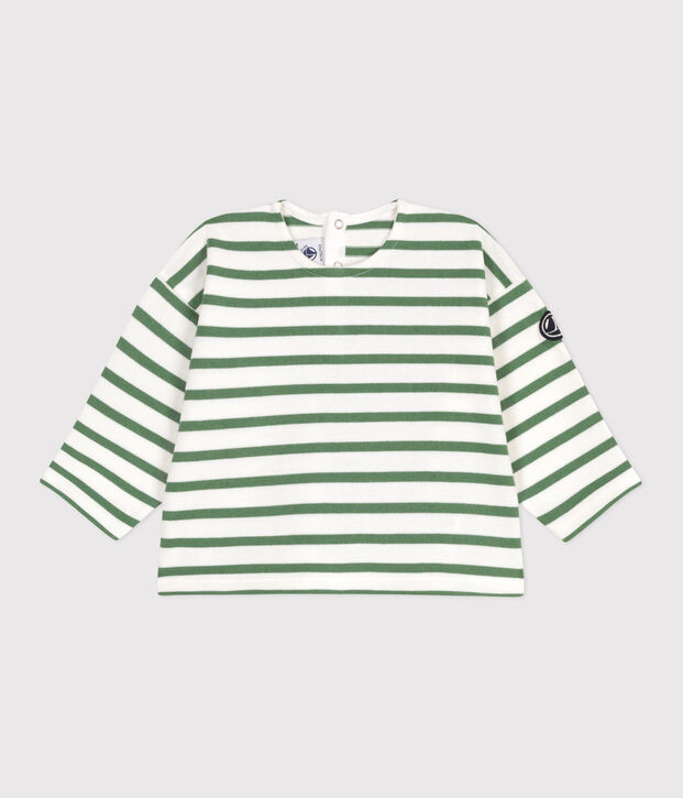 Baby sailor top in thick cotton green/green