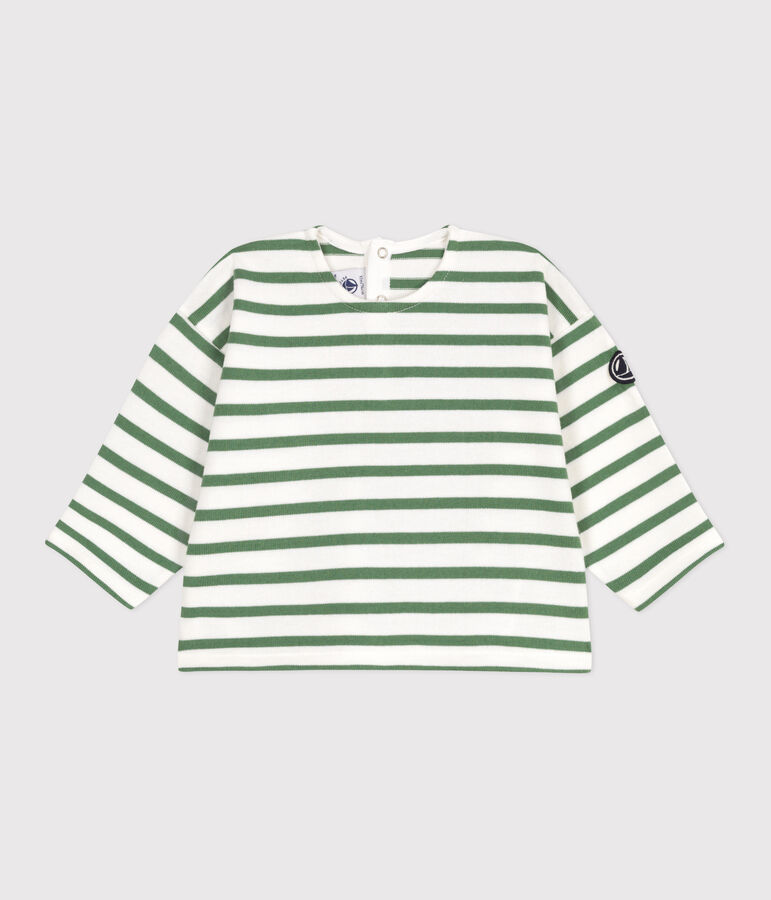 Baby sailor top in thick cotton white/green