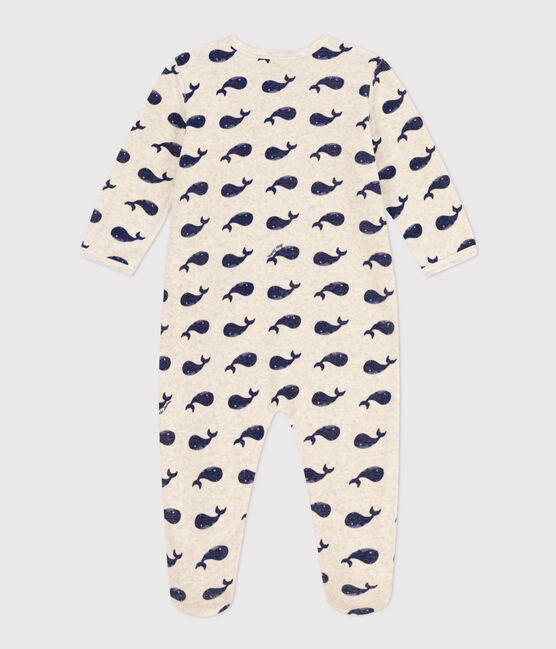 Navy Whale Velour Sleepsuit MONTELIMAR beige/MEDIEVAL blue