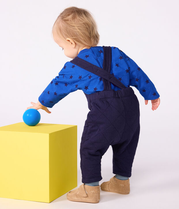 Babies' long-leg dungarees in plain thick cotton SOIR
