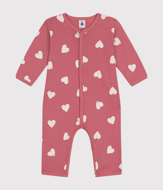 Babies' printed cotton footless pyjama suit ROSEWOOD pink/MARSHMALLOW