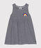 Babies' Sleeveless Stripy Cotton Dress SMOKING blue/MARSHMALLOW white