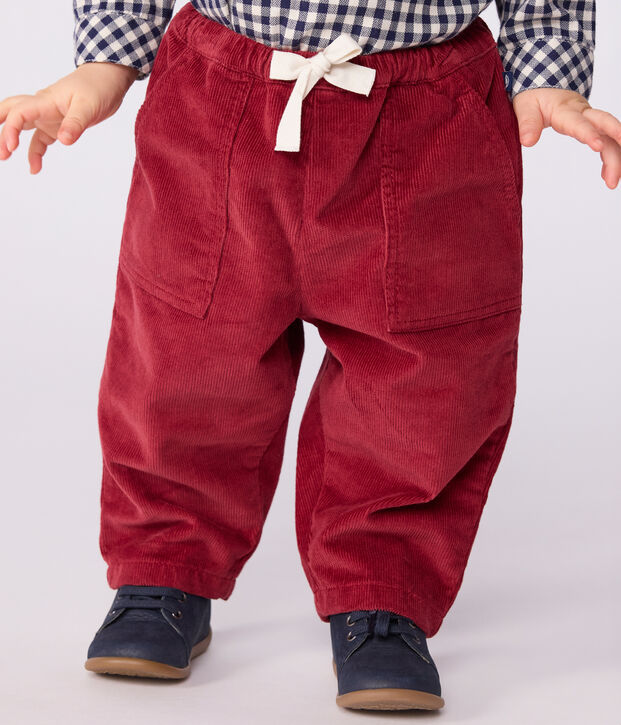 Babies' plain corduroy trousers red