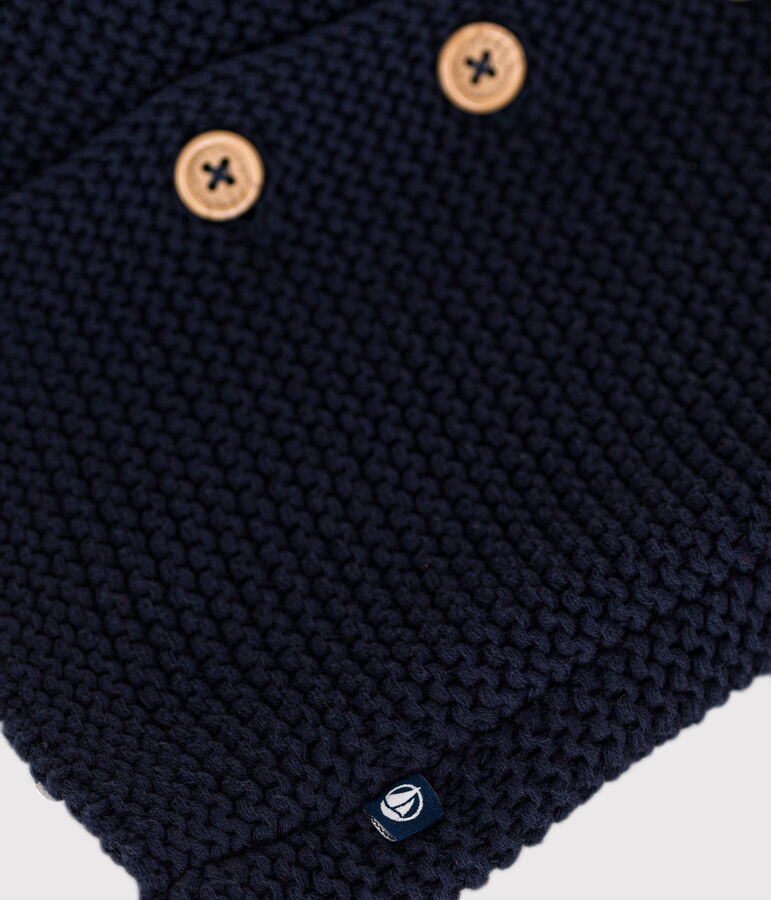 Babies' Moss Stitch Knit Cardigan blue