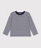 Children's long-sleeved stripy T-shirt blue/white/blue