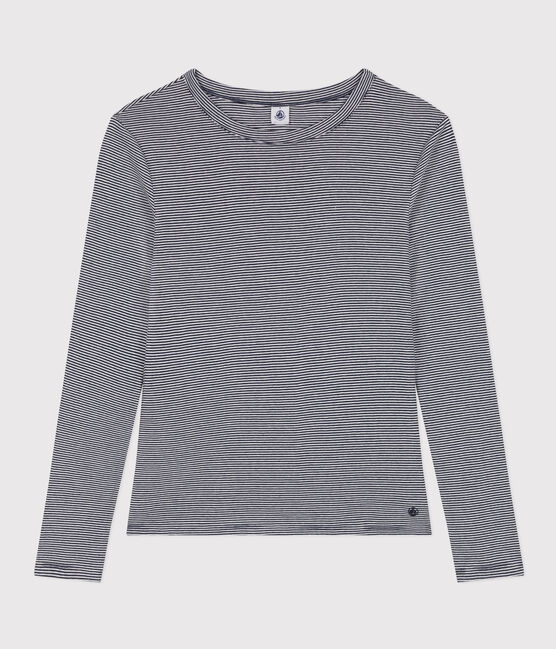 Women's Iconic Cotton Round Neck T-Shirt SMOKING blue/MARSHMALLOW white