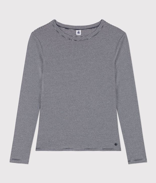 Women's Iconic Cotton Round Neck T-Shirt blue/white