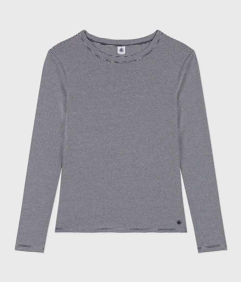 Women's Iconic Cotton Round Neck T-Shirt blue/white