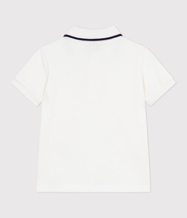 Children's short-sleeved cotton polo shirt white
