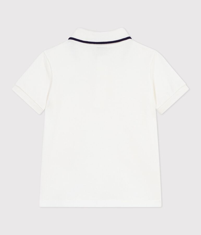 Children's short-sleeved cotton polo shirt white