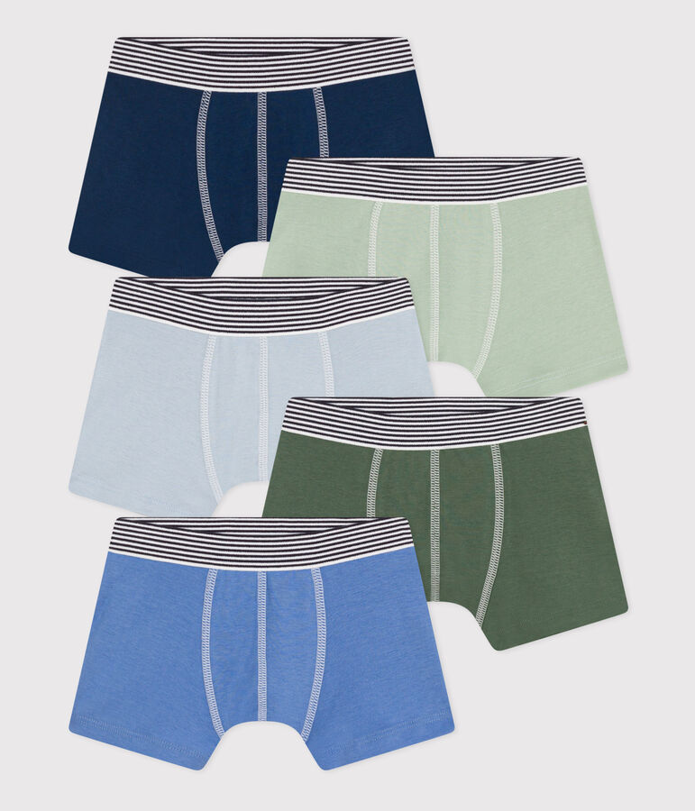 Children's Plain Cotton Boxers - 5-Pack multicolor