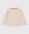Children's long-sleeved stripy T-shirt beige/ecru/beige