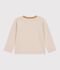 Children's long-sleeved stripy T-shirt beige/ecru/beige