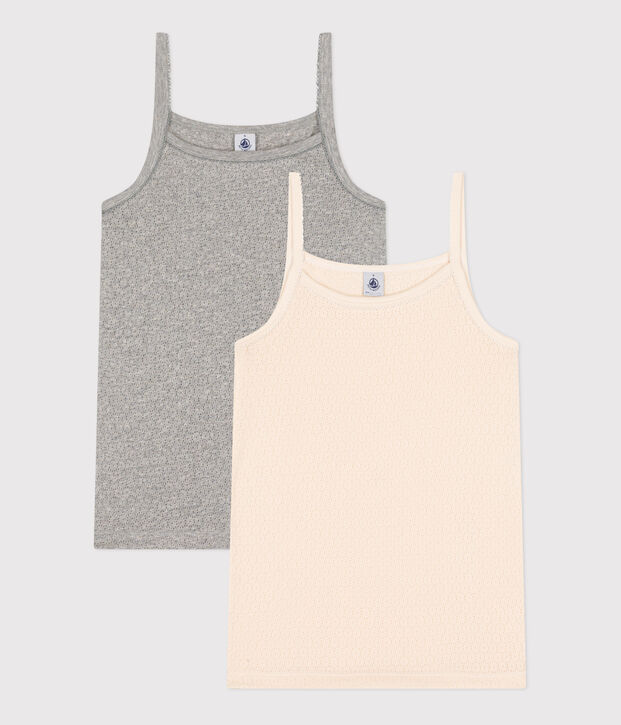 Women's Openwork Cotton Strappy Vests - 2-Pack multicolor