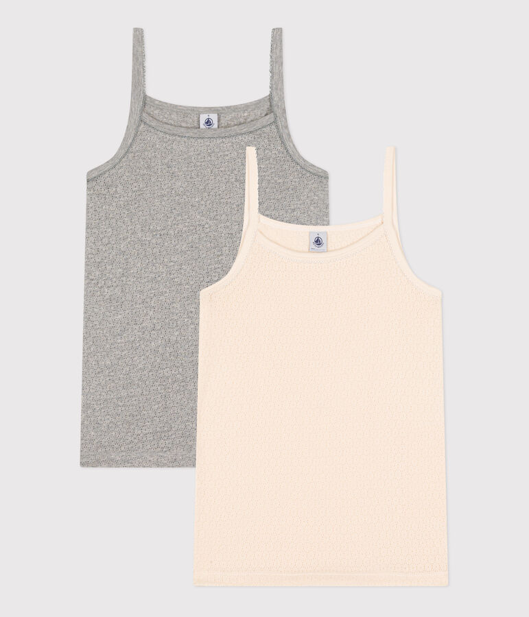 Women's Openwork Cotton Strappy Vests - 2-Pack multicolor