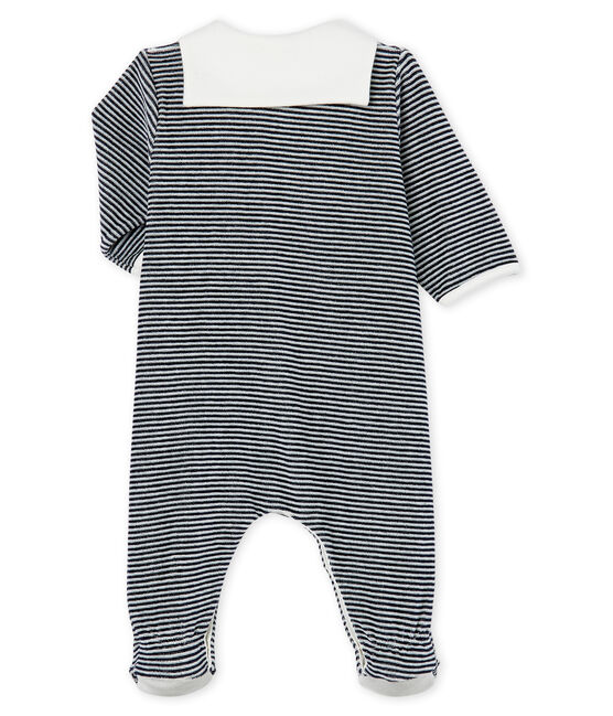 Baby Boys' Velour Sleepsuit SMOKING blue/MARSHMALLOW white