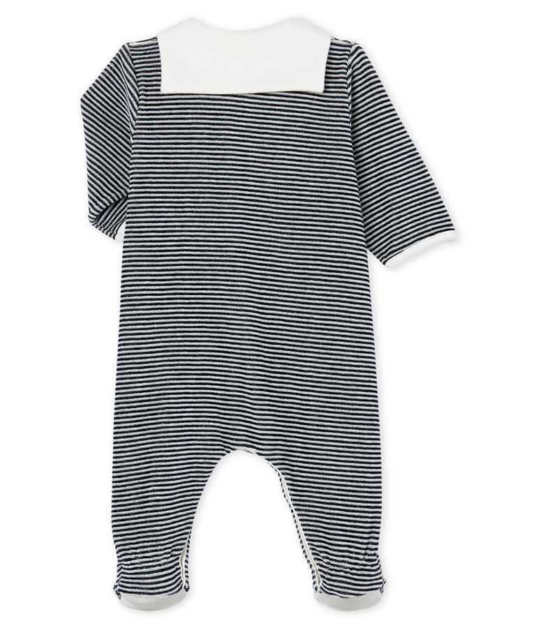 Baby Boys' Velour Sleepsuit blue/white