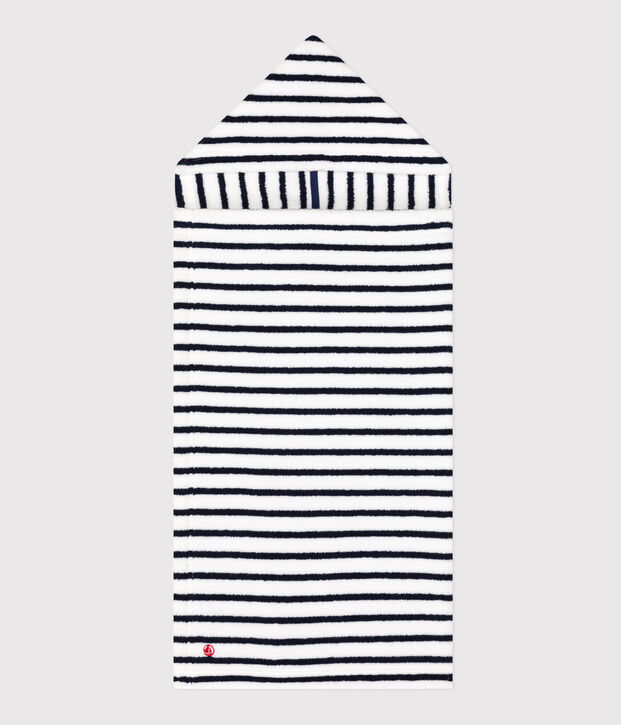 Babies' Striped Terry Bath Cape white/blue