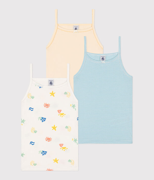 Children's printed cotton tank tops - 3-pack multicolor