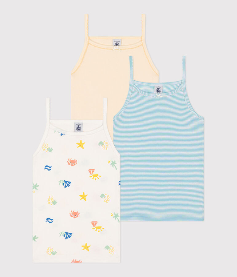 Children's printed cotton tank tops - 3-pack multicolor