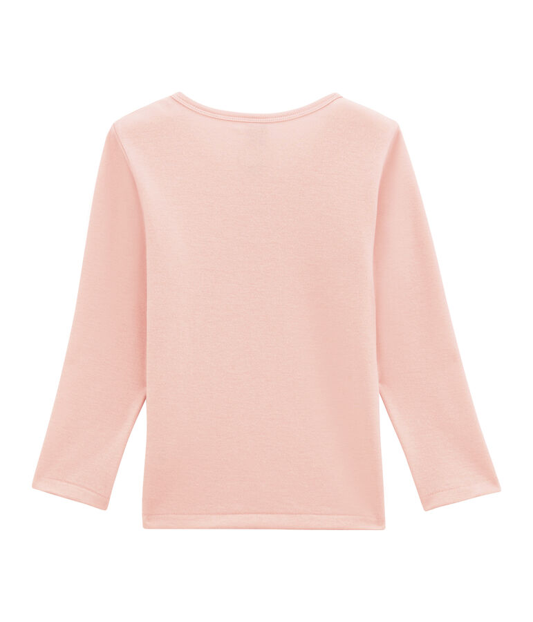 Little girl's long sleeved tee-shirtin wool and cotton JOLI pink