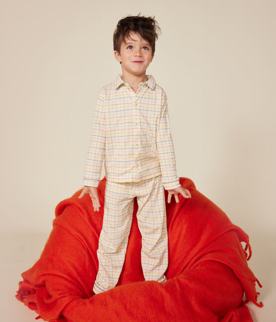 Children's check print cotton pyjamas AVALANCHE white/MULTICO