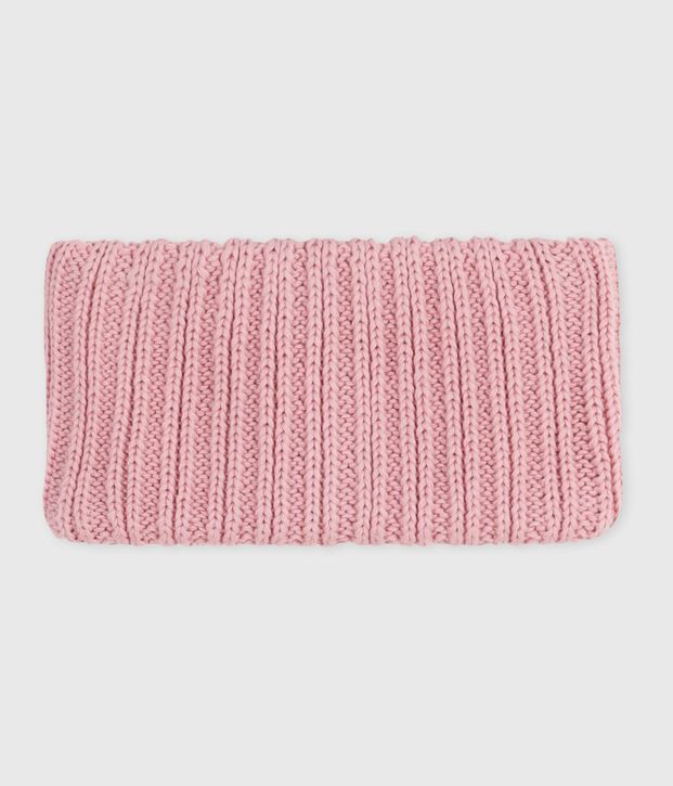 Babies' fleece-lined knitted snood pink
