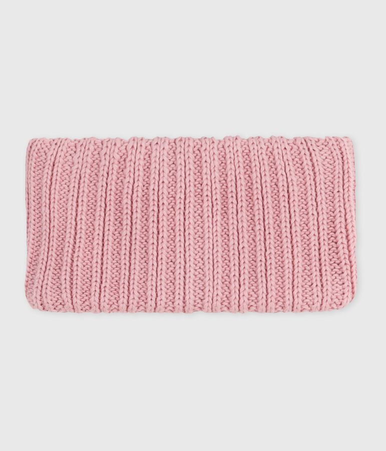 Babies' fleece-lined knitted snood pink