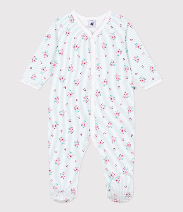 Babies' floral print cotton pyjamas white/multicolor