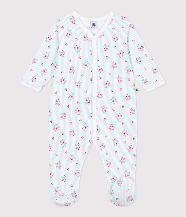 Babies' floral print cotton pyjamas white/multicolor