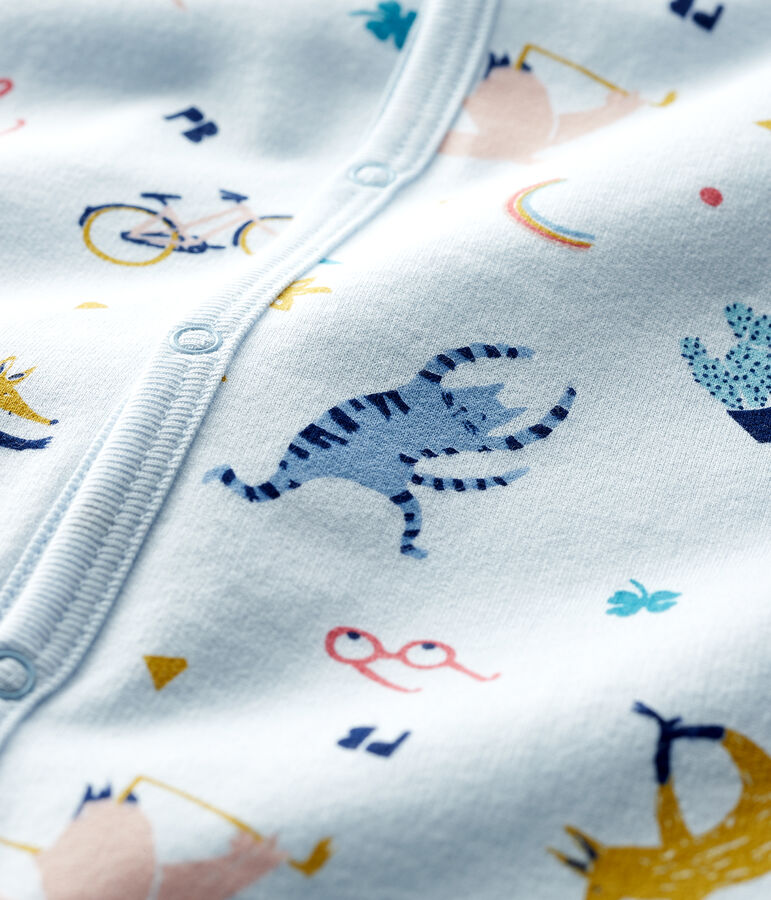 Babies' Blue Animal Print Fleece Sleepsuit blue/multicolor