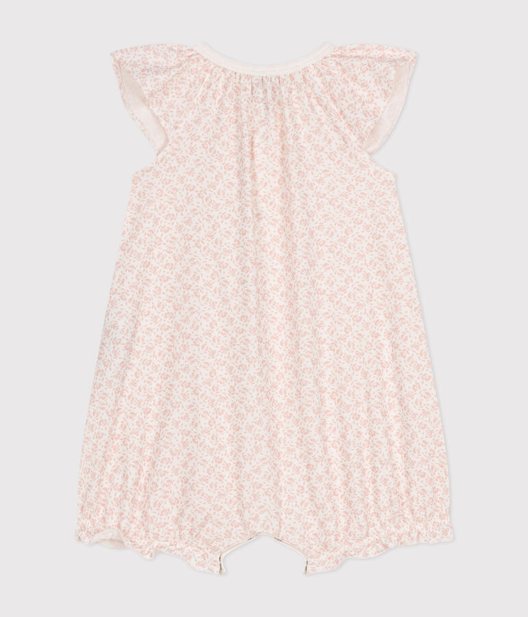 Babies' Floral Print Cotton Playsuit MARSHMALLOW /PANTY
